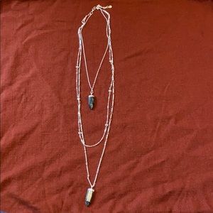 Stella & Dot Aria silver/black pendant necklace